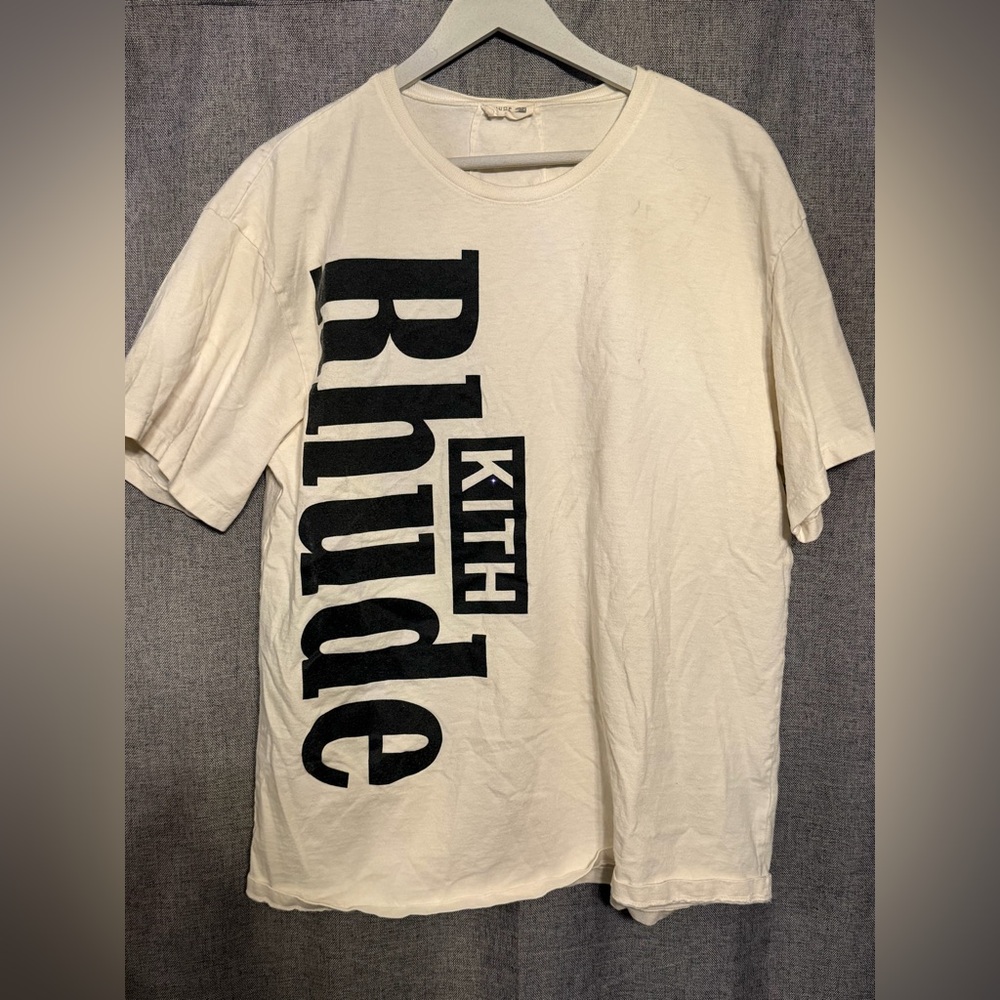 Rhude Cream and Black Short Sleeve Tee